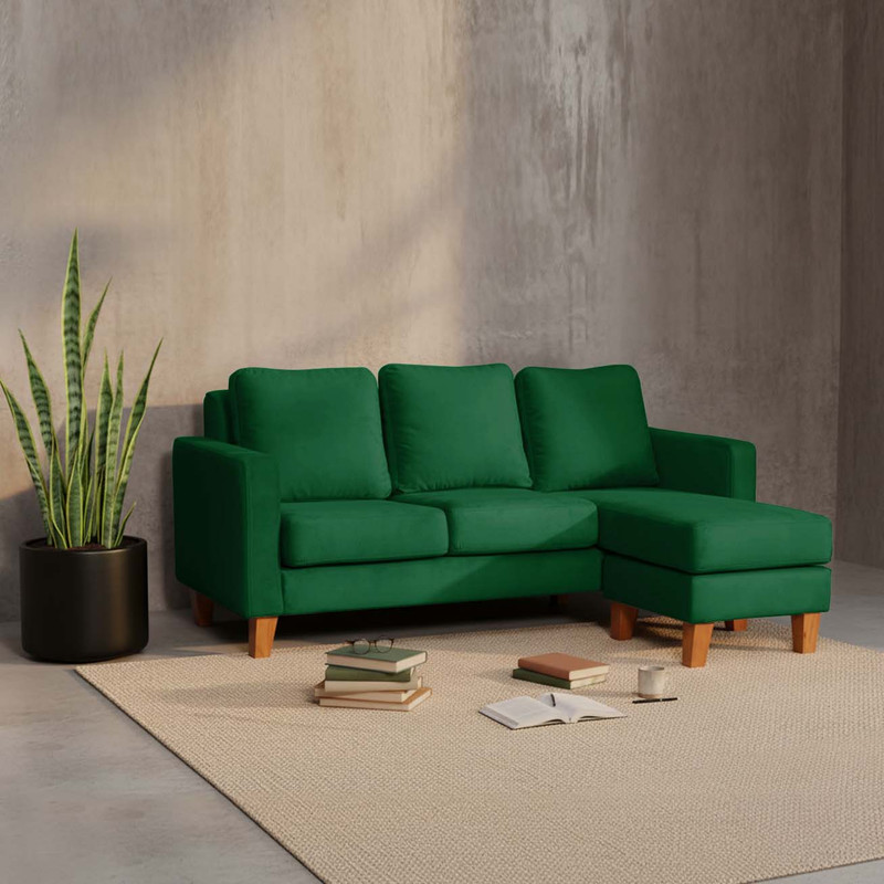 SECCIONAL LATAM HOME VENECIA LIBRE DISPOSICIÓN VERDE TELA VELVET INTERCAMBIABLE - 1