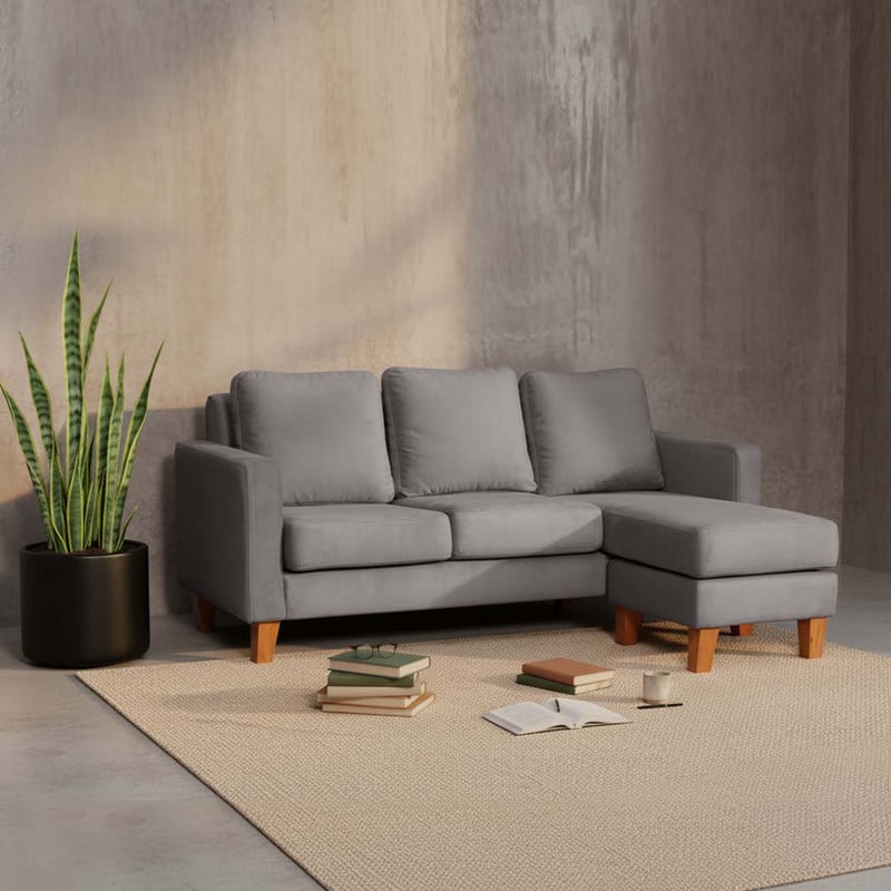 SECCIONAL LATAM HOME VENECIA LIBRE DISPOSICIÓN GRIS TELA VELVET INTERCAMBIABLE - 1