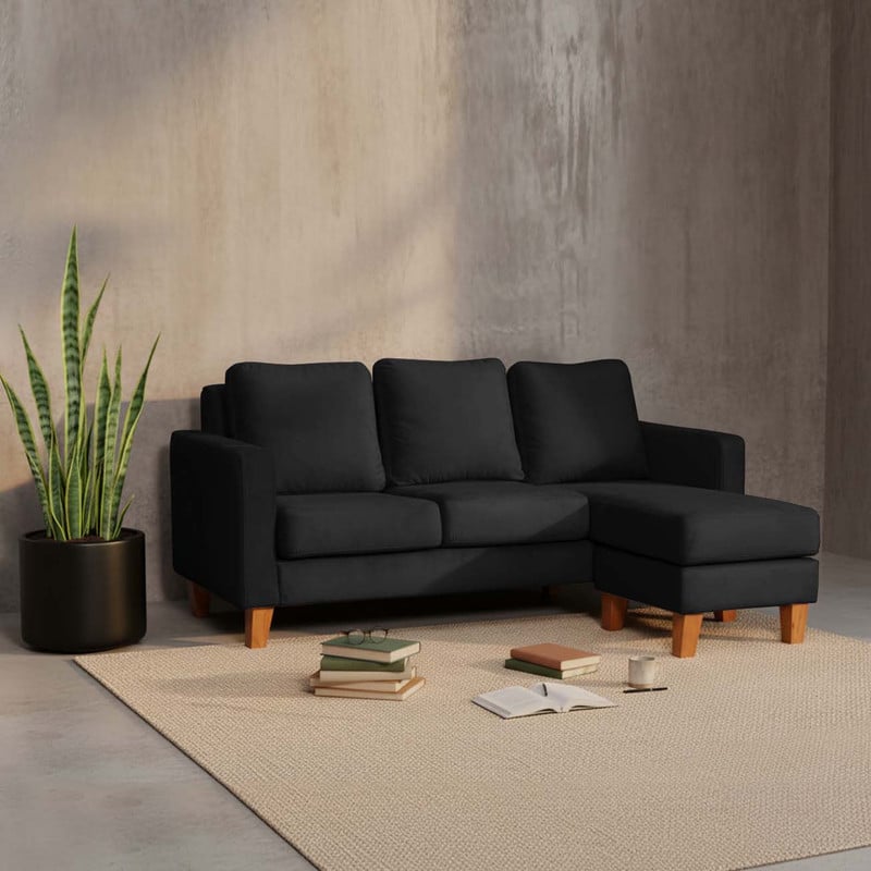 SECCIONAL LATAM HOME VENECIA LIBRE DISPOSICIÓN NEGRO TELA VELVET INTERCAMBIABLE - 1