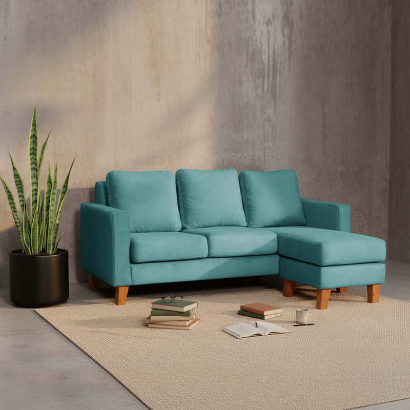 SECCIONAL LATAM HOME VENECIA LIBRE DISPOSICIÓN TURQUESA TELA VELVET INTERCAMBIABLE - 1