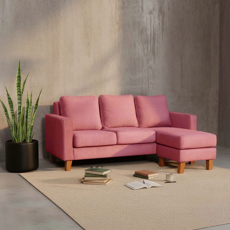SECCIONAL LATAM HOME VENECIA LIBRE DISPOSICIÓN PALO ROSA TELA VELVET INTERCAMBIABLE - 1