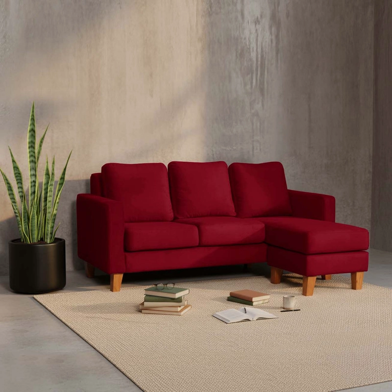 SECCIONAL LATAM HOME VENECIA LIBRE DISPOSICIÓN BURDEO TELA VELVET INTERCAMBIABLE - 1