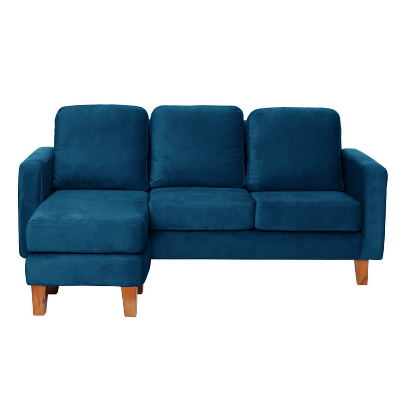SECCIONAL LATAM HOME VENECIA LIBRE DISPOSICIÓN AZUL PETROLEO TELA VELVET INTERCAMBIABLE - 3