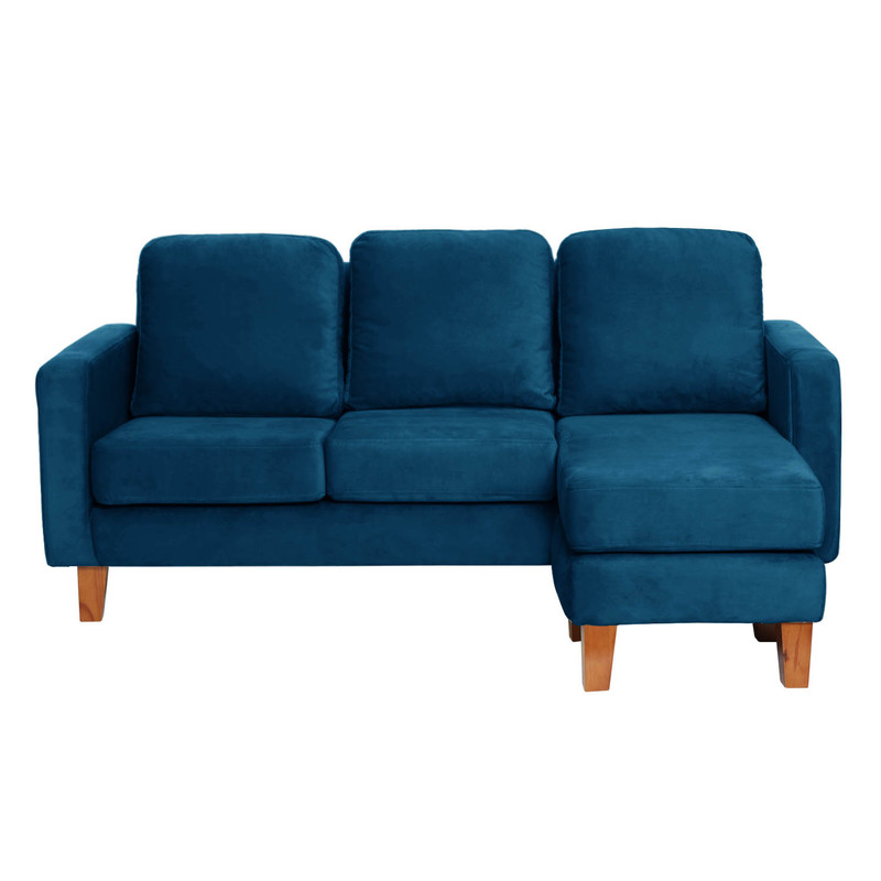 SECCIONAL LATAM HOME VENECIA LIBRE DISPOSICIÓN AZUL PETROLEO TELA VELVET INTERCAMBIABLE - 4