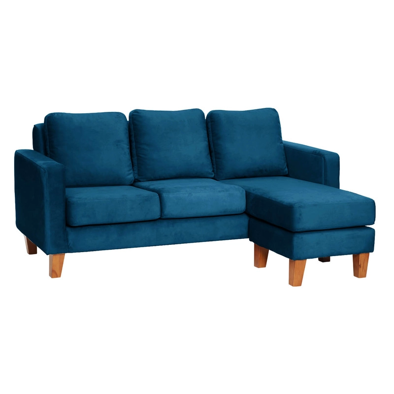SECCIONAL LATAM HOME VENECIA LIBRE DISPOSICIÓN AZUL PETROLEO TELA VELVET INTERCAMBIABLE - 5