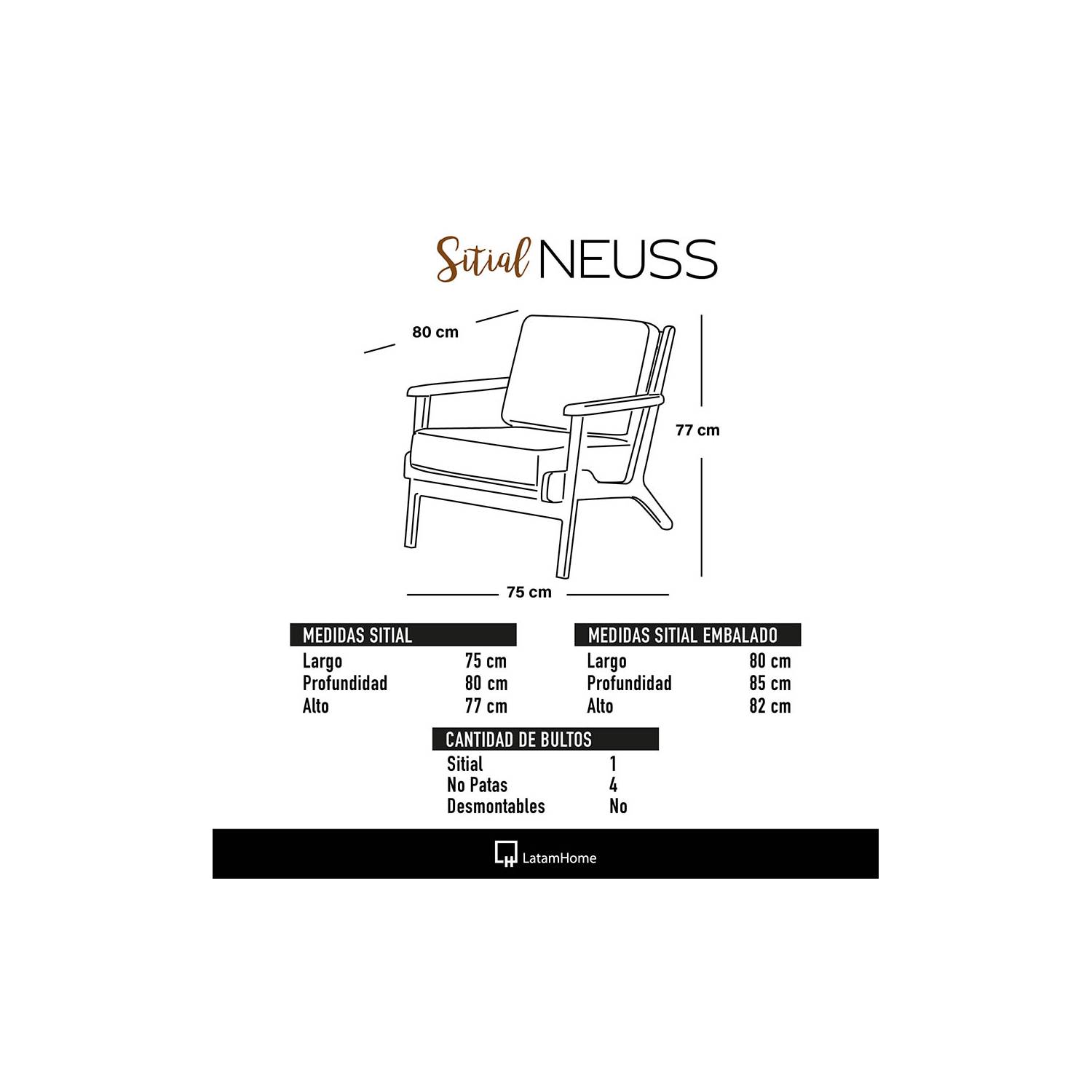 SITIAL LATAM HOME NEUSS 1 CUERPO NEGRO PU - 3