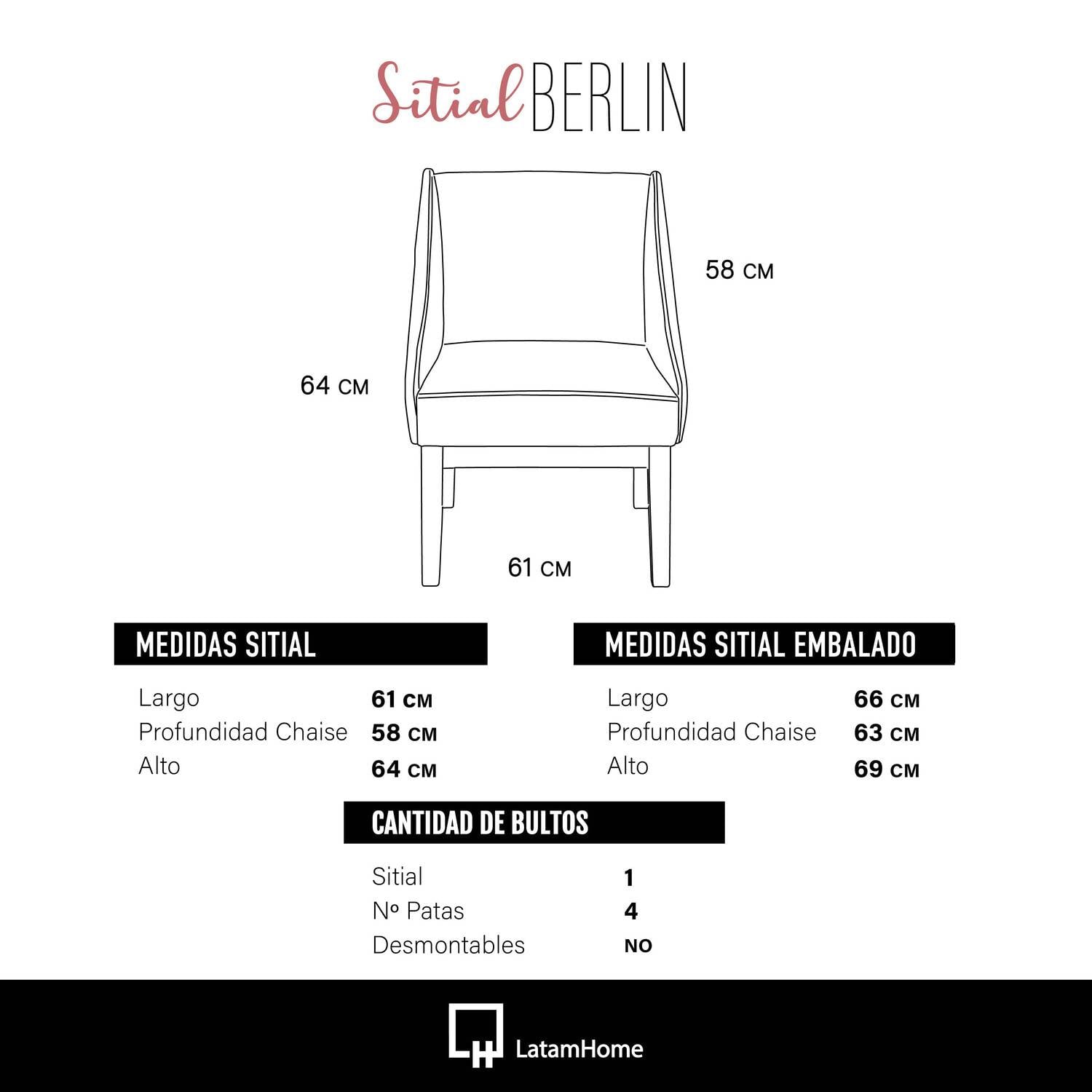 SITIAL LATAM HOME BERLIN 1 CUERPO CHOCOLATE TELA VELVET - 3