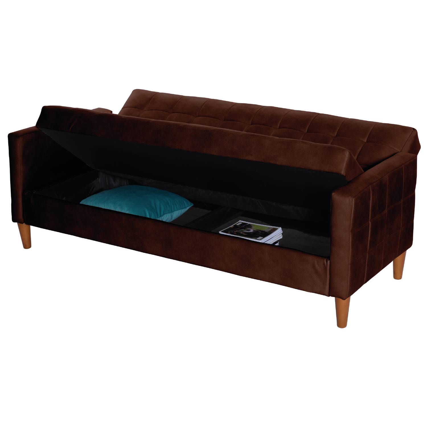 FUTON LATAM HOME GENOVA 3 CUERPOS CUERO KENTUCKY CAFE MORO - 5