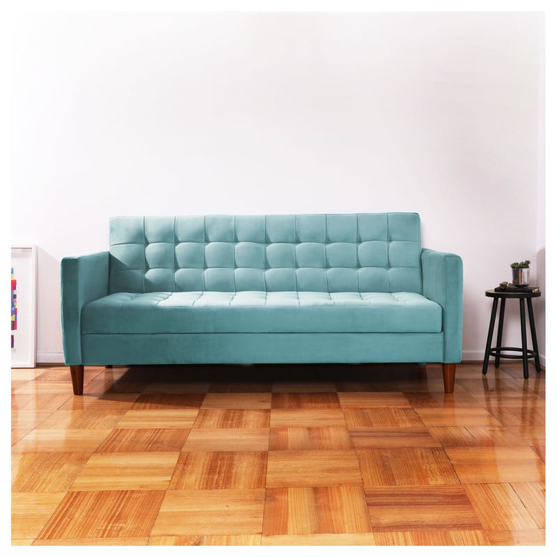 FUTON LATAM HOME GENOVA 3 CUERPOS TURQUESA TELA VELVET - 1