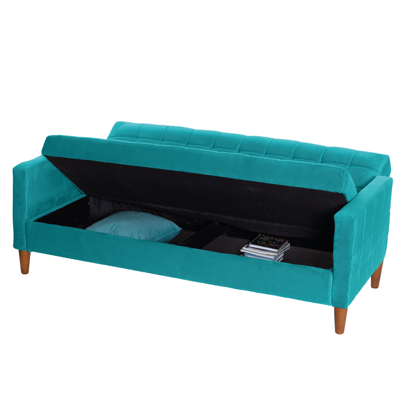 FUTON LATAM HOME GENOVA 3 CUERPOS TURQUESA TELA VELVET - 2