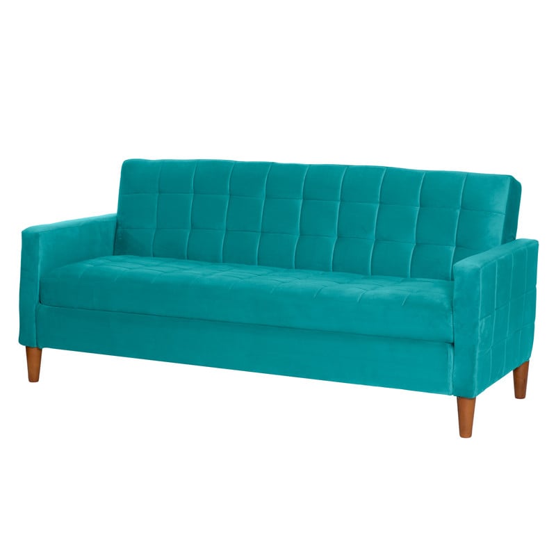FUTON LATAM HOME GENOVA 3 CUERPOS TURQUESA TELA VELVET - 3