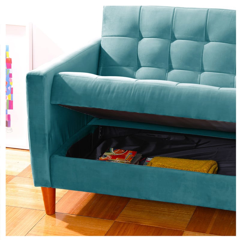 FUTON LATAM HOME GENOVA 3 CUERPOS TURQUESA TELA VELVET - 5