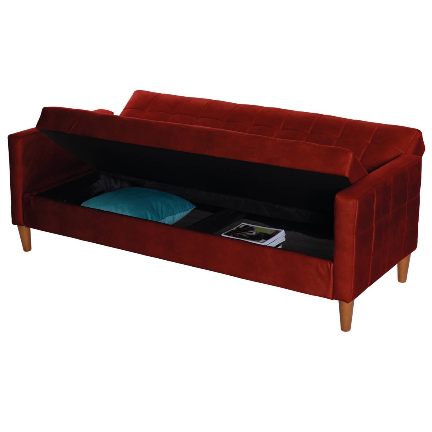 FUTON LATAM HOME GENOVA 3 CUERPOS CUERO KENTUCKY ROJO - 5