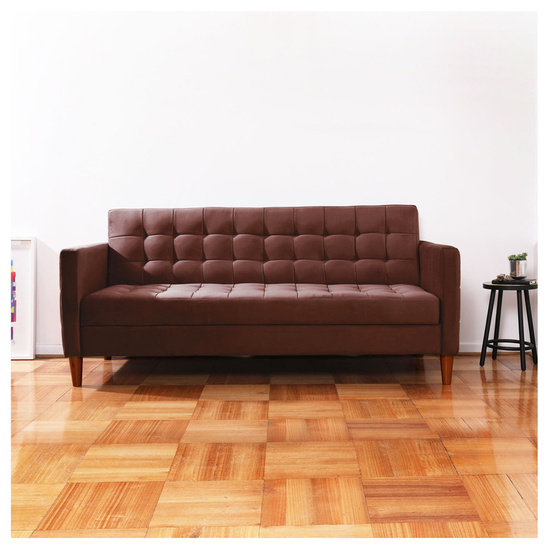 FUTON LATAM HOME GENOVA 3 CUERPOS CHOCOLATE TELA VELVET - 1