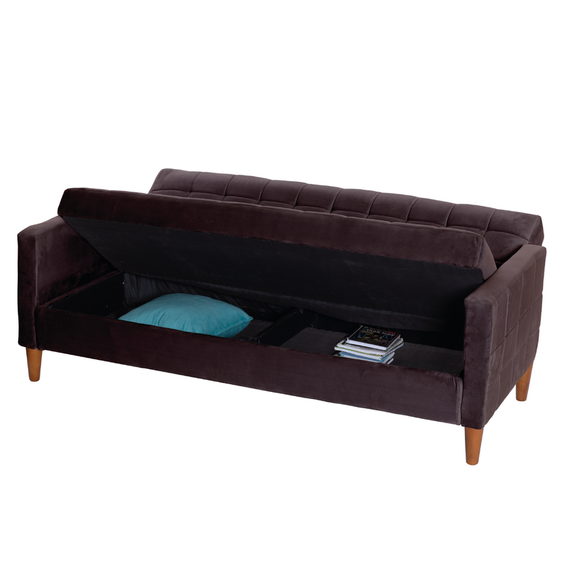 FUTON LATAM HOME GENOVA 3 CUERPOS CHOCOLATE TELA VELVET - 2