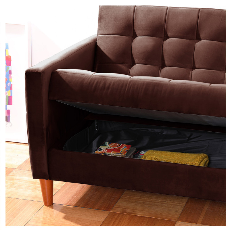 FUTON LATAM HOME GENOVA 3 CUERPOS CHOCOLATE TELA VELVET - 5