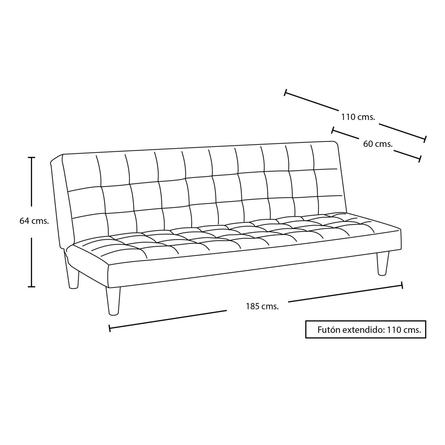 FUTON LATAM HOME TURIN 3 CUERPOS BURDEO TELA VELVET - 5