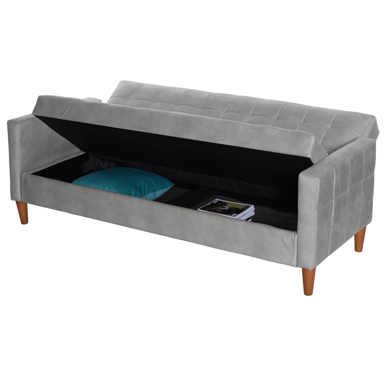 FUTON LATAM HOME GENOVA 3 CUERPOS CUERO KENTUCKY GRIS - 5