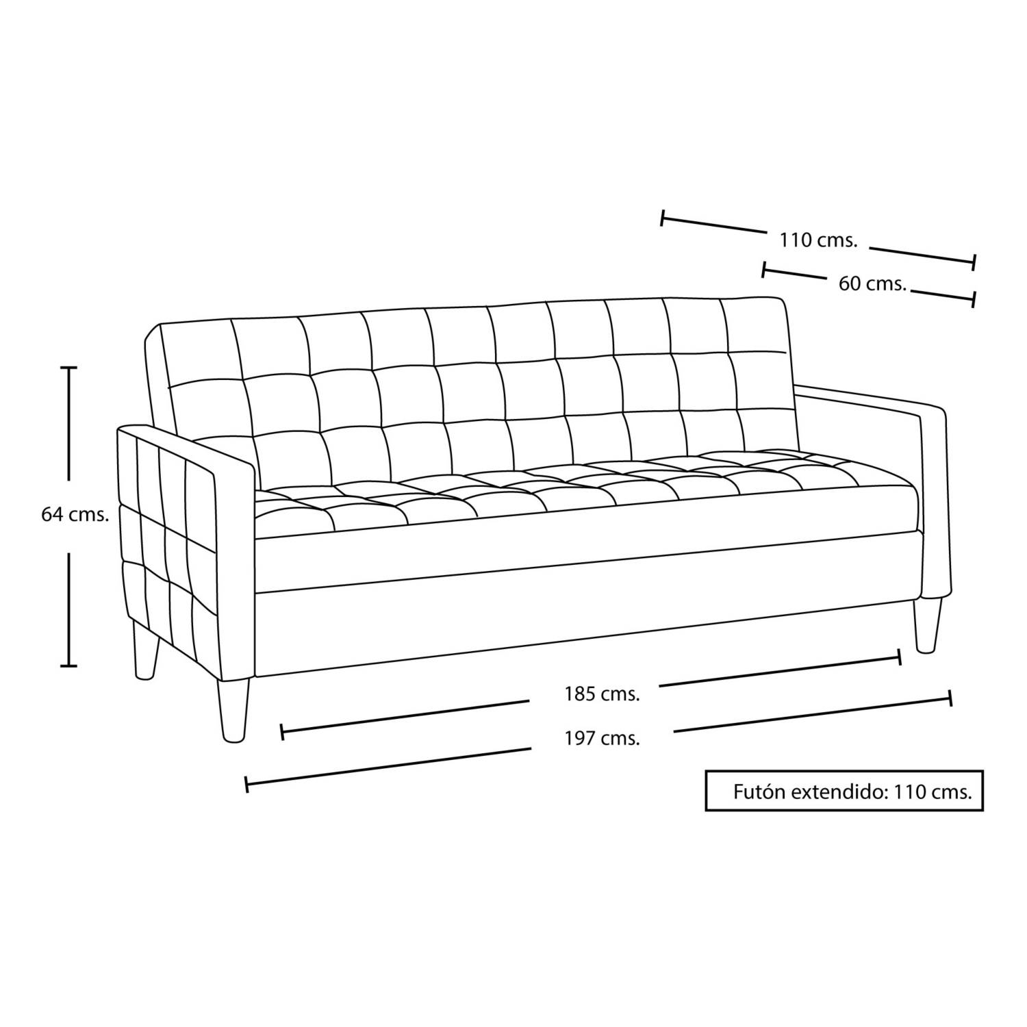 FUTON LATAM HOME GENOVA 3 CUERPOS CHOCOLATE PU - 6