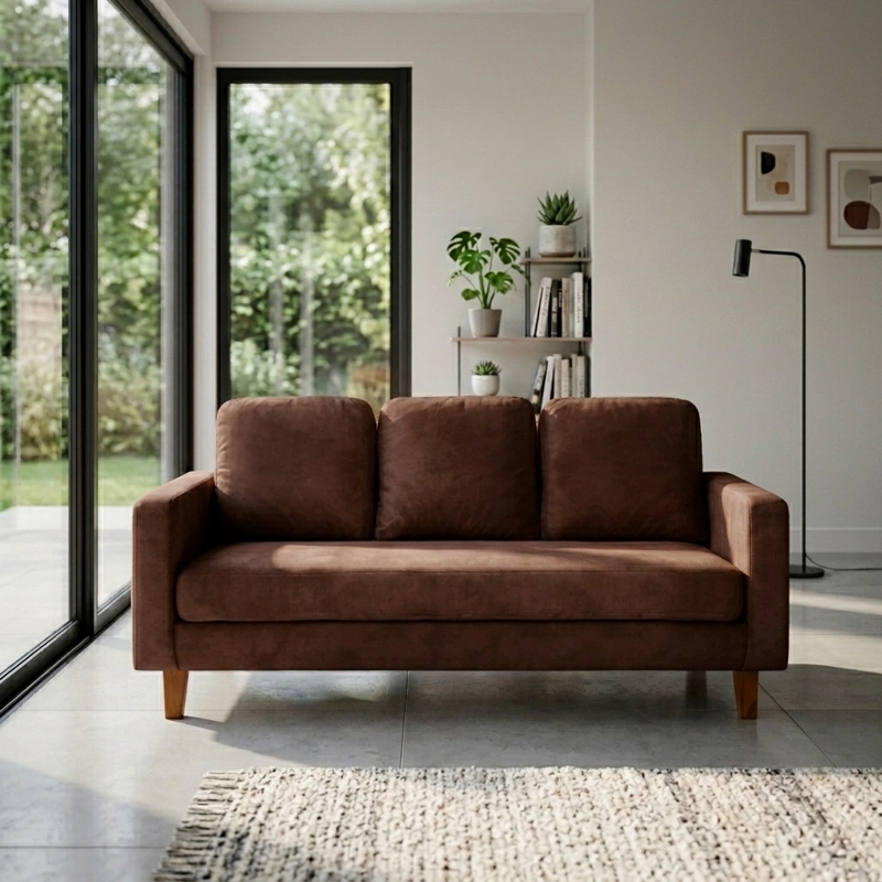 SOFA LATAM HOME VENECIA 3 CUERPOS CHOCOLATE TELA VELVET - 1
