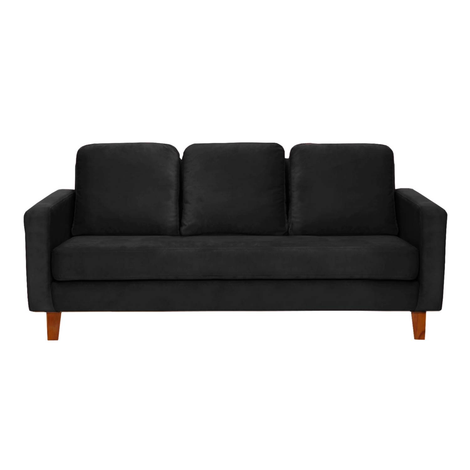 SOFA LATAM HOME VENECIA 3 CUERPOS NEGRO TELA VELVET - 1