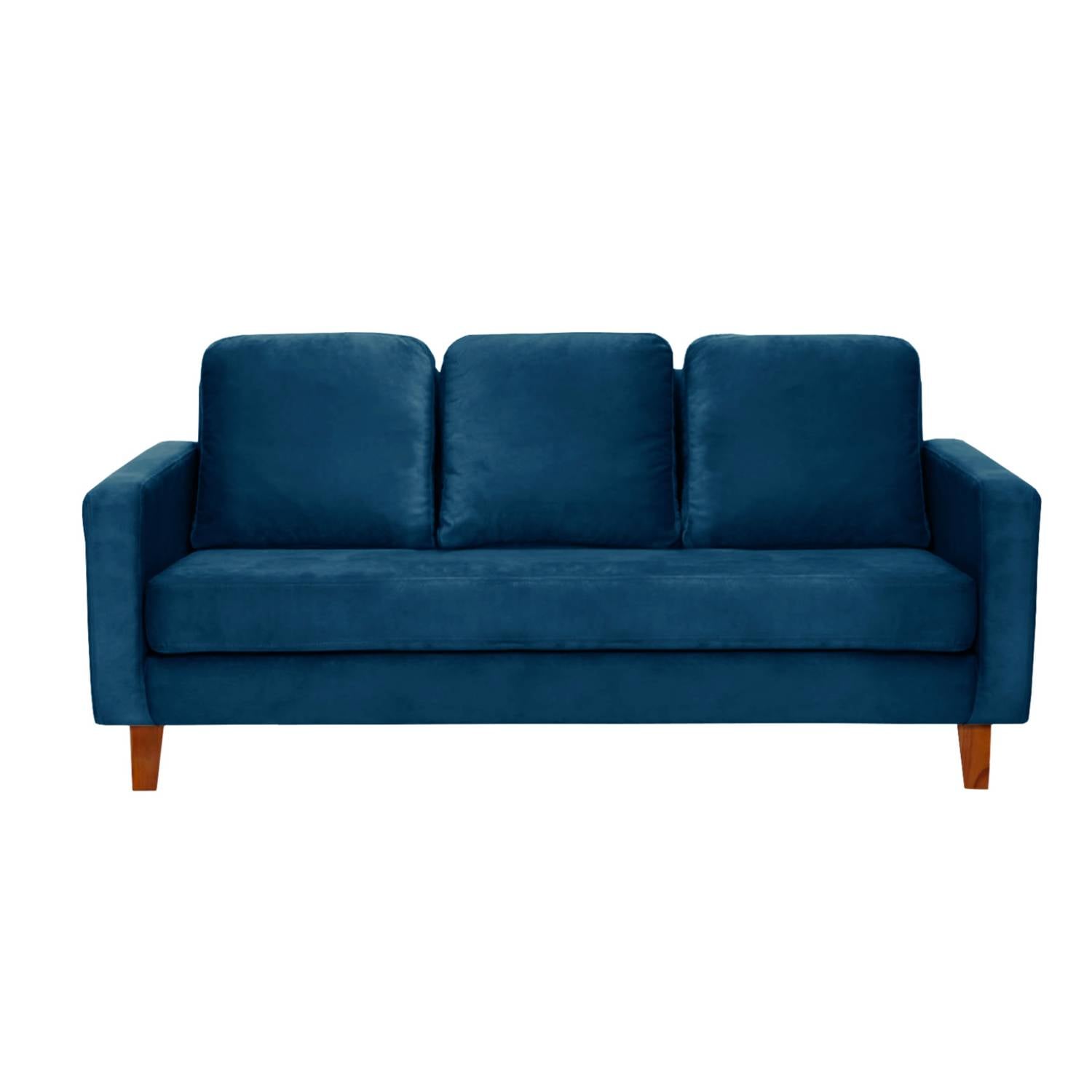 SOFA LATAM HOME VENECIA 3 CUERPOS AZUL PETROLEO TELA VELVET - 1