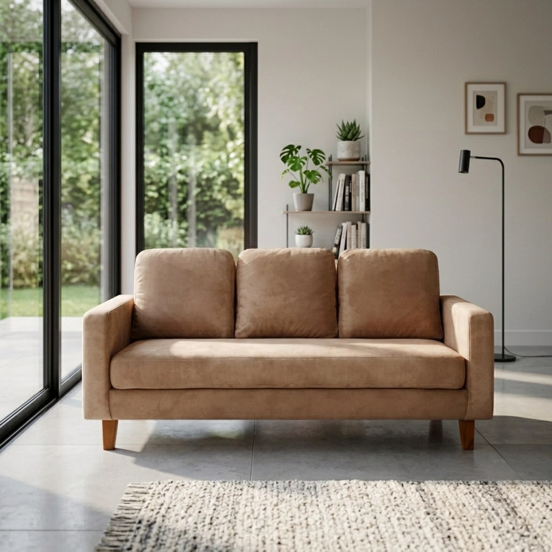 SOFA LATAM HOME VENECIA 3 CUERPOS BEIGE TELA VELVET - 1