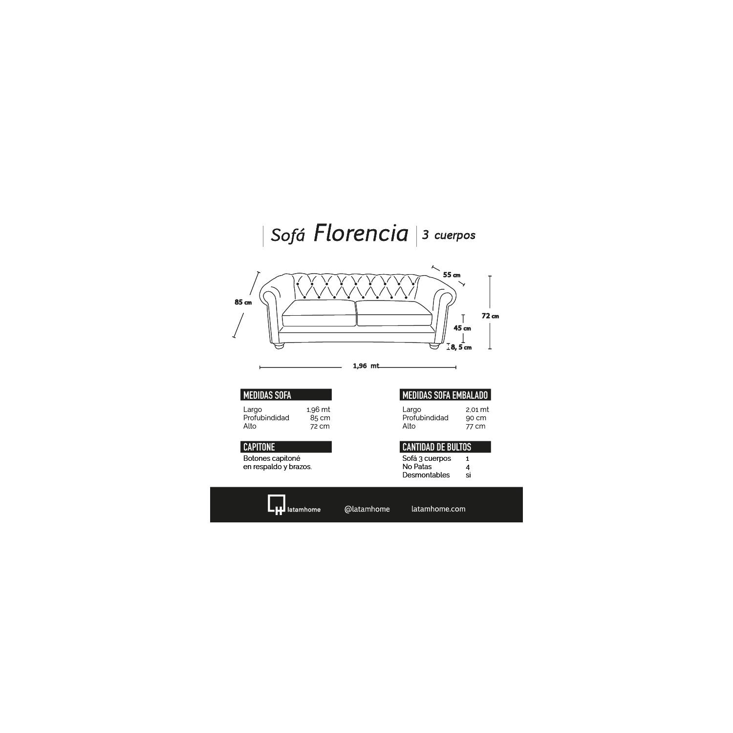 SOFA LATAM HOME FLORENCIA 3 CUERPOS LINO GRIS OSCURO - 4