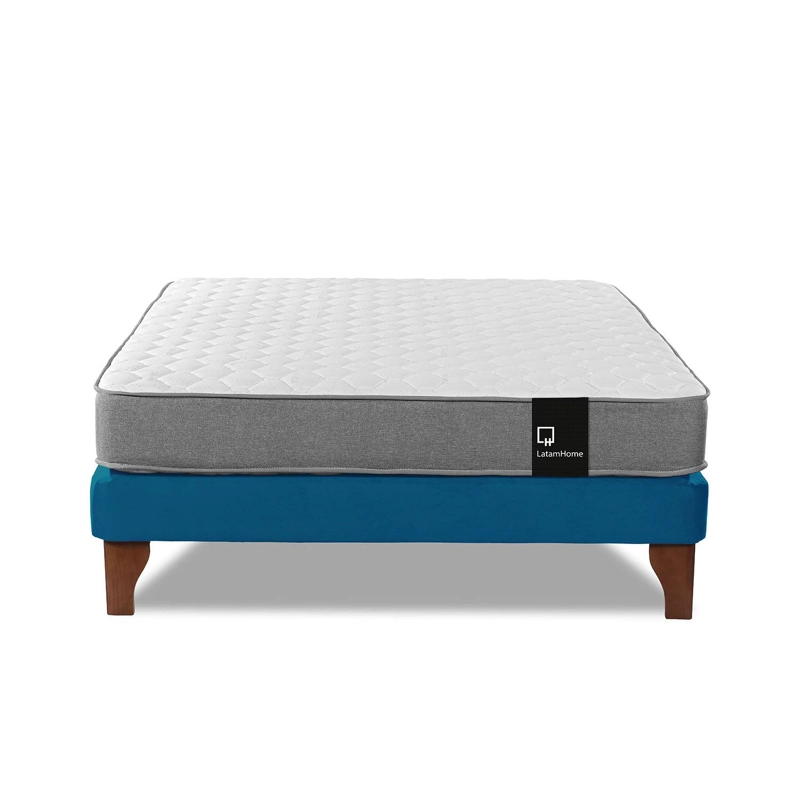 CAMA LATAM HOME ZEN BEST FULL TELA VELVET AZUL PETROLEO - 1