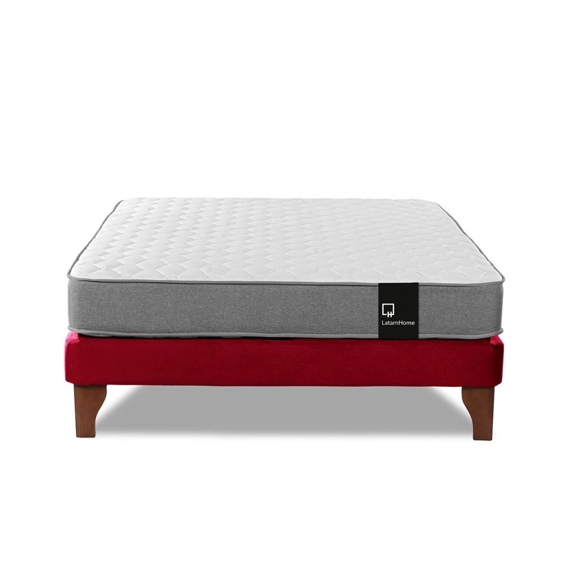 CAMA LATAM HOME ZEN BEST FULL TELA VELVET ROJO - 1