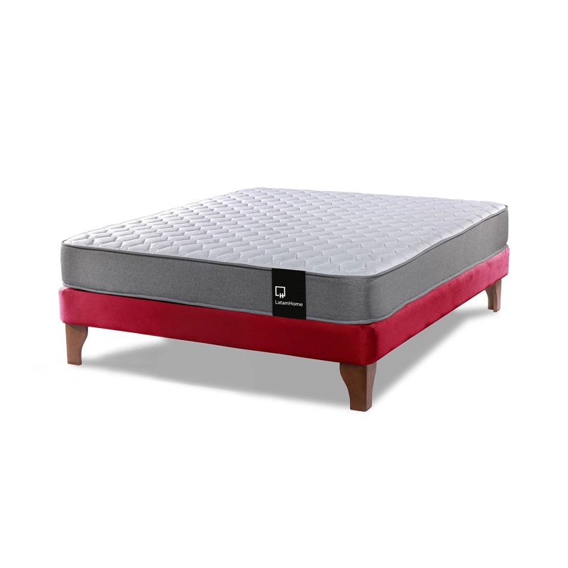 CAMA LATAM HOME ZEN BEST FULL TELA VELVET ROJO - 2
