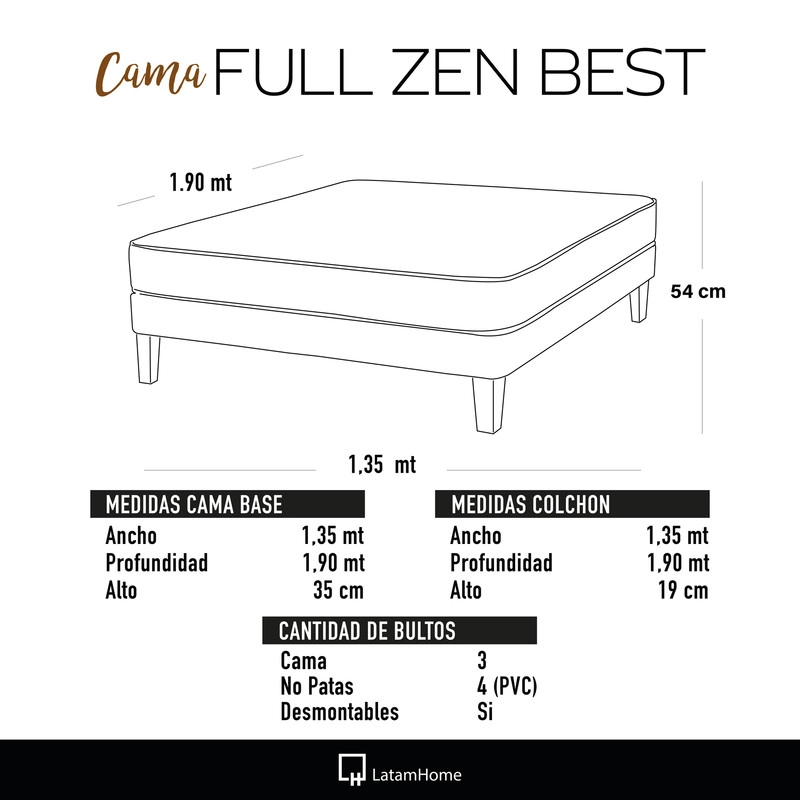 CAMA LATAM HOME ZEN BEST FULL TELA VELVET ROJO - 4