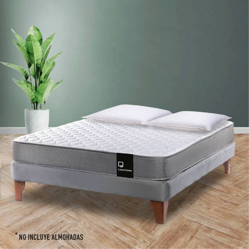 CAMA LATAM HOME ZEN BEST FULL TELA VELVET GRIS - 1