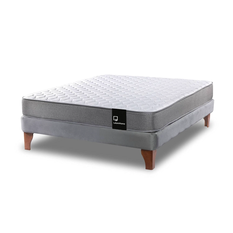 CAMA LATAM HOME ZEN BEST FULL TELA VELVET GRIS - 3