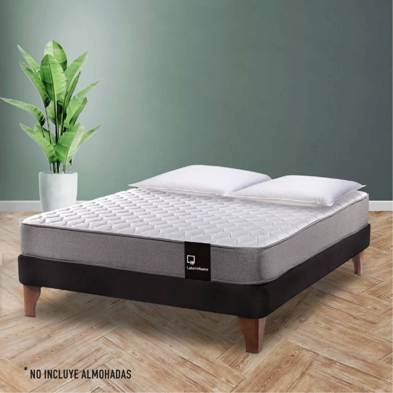 CAMA LATAM HOME ZEN BEST FULL TELA VELVET NEGRO - 1
