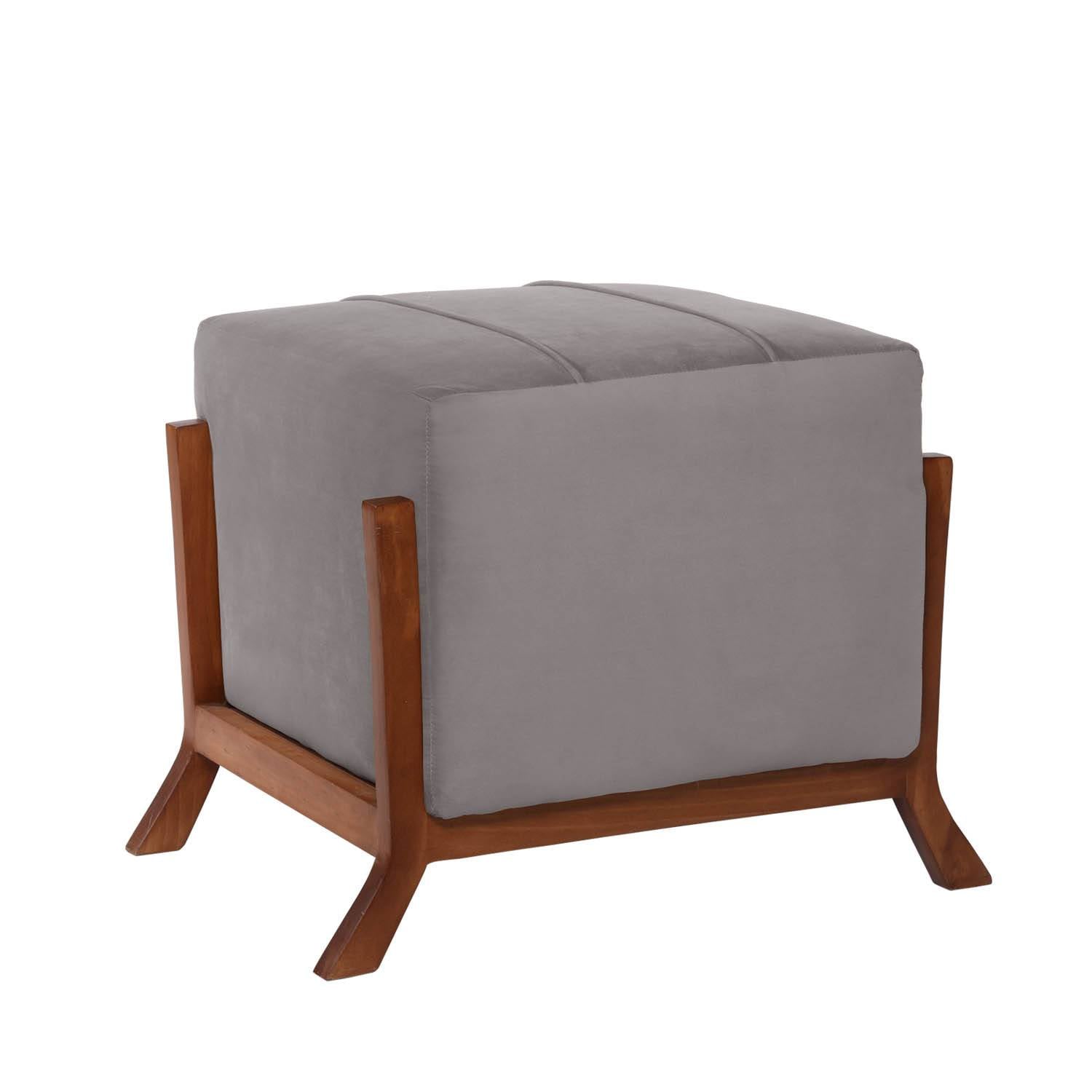 POUF LATAM HOME MARSELLA GRIS TELA VELVET - 1