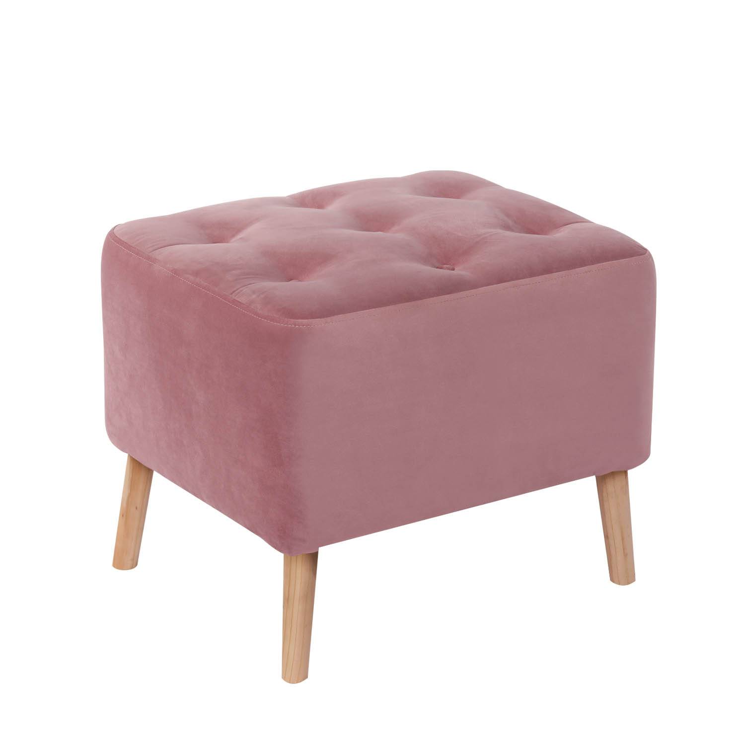 POUF LATAM HOME LYON PALO ROSA TELA VELVET - 1