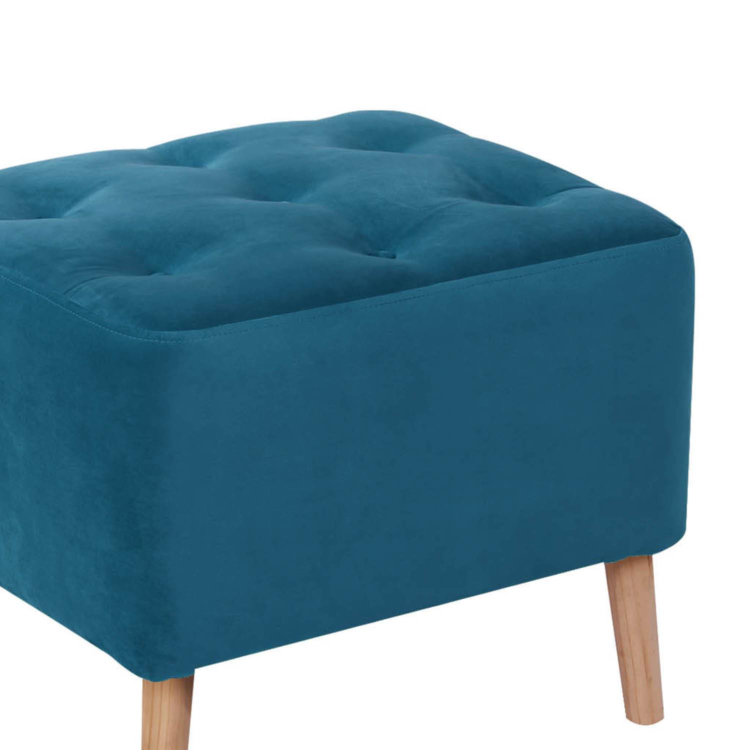 POUF LATAM HOME LYON AZUL PETROLEO TELA VELVET - 2
