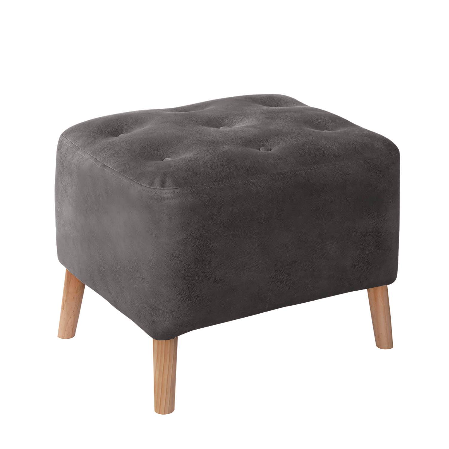 POUF LATAM HOME LYON CUERO KENTUCKY GRIS - 1