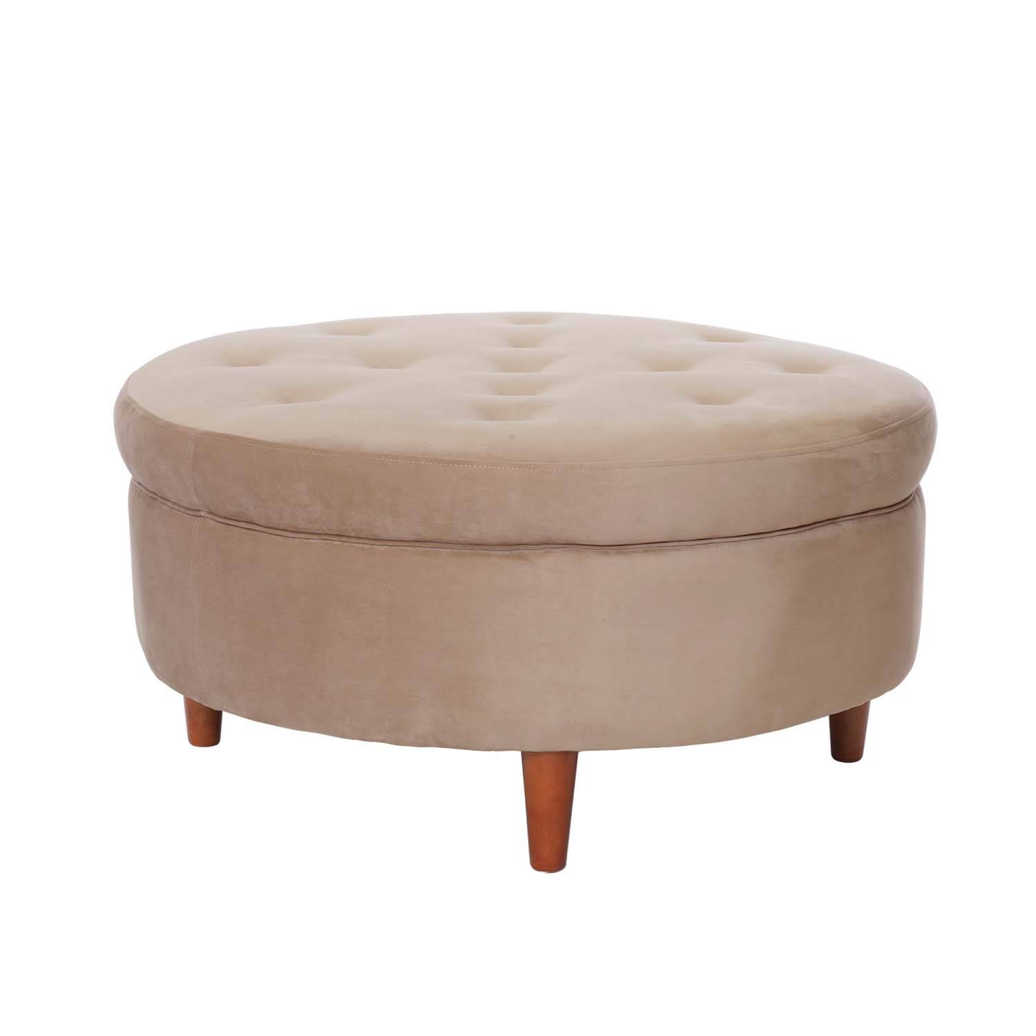 POUF LATAM HOME PARIS BEIGE TELA VELVET - 1