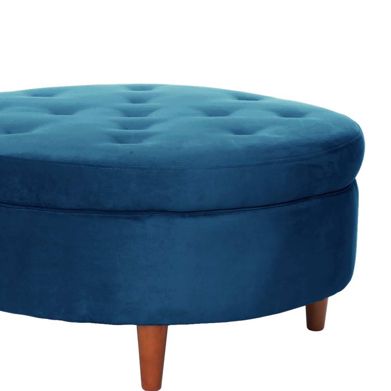 POUF LATAM HOME PARIS AZUL PETROLEO TELA VELVET - 2