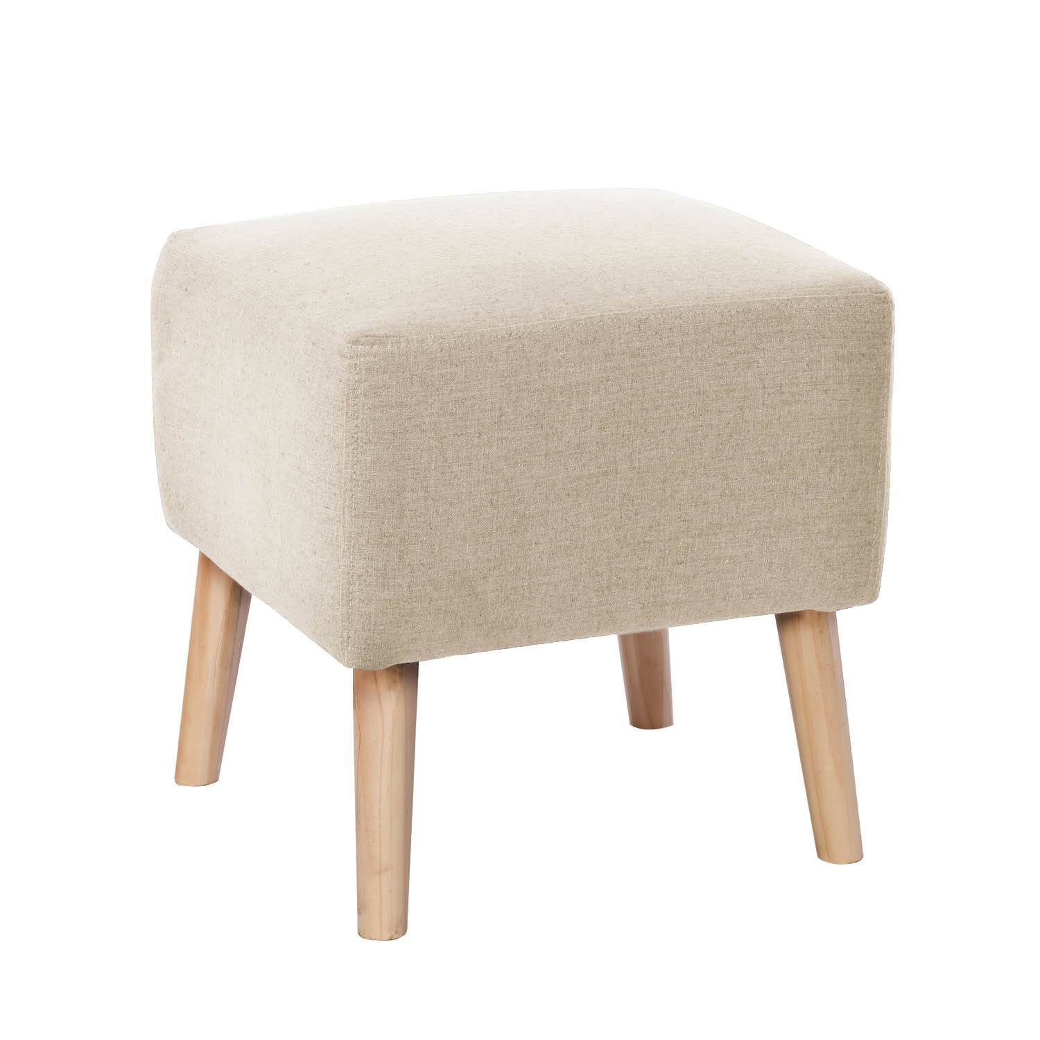 POUF BURDEOS LINO EN COLOR BLANCO - 1
