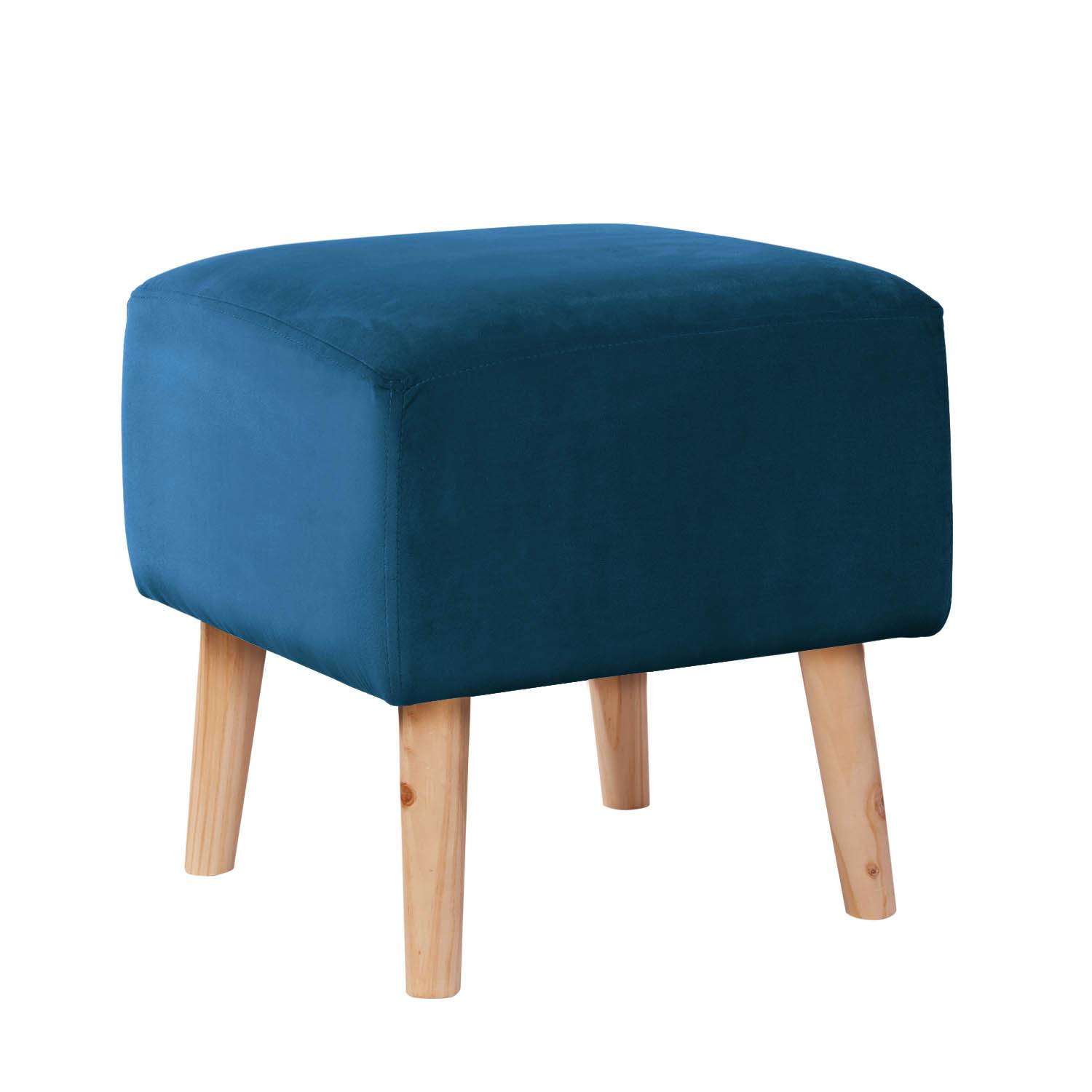 POUF LATAM HOME BURDEOS AZUL PETROLEO TELA VELVET - 1