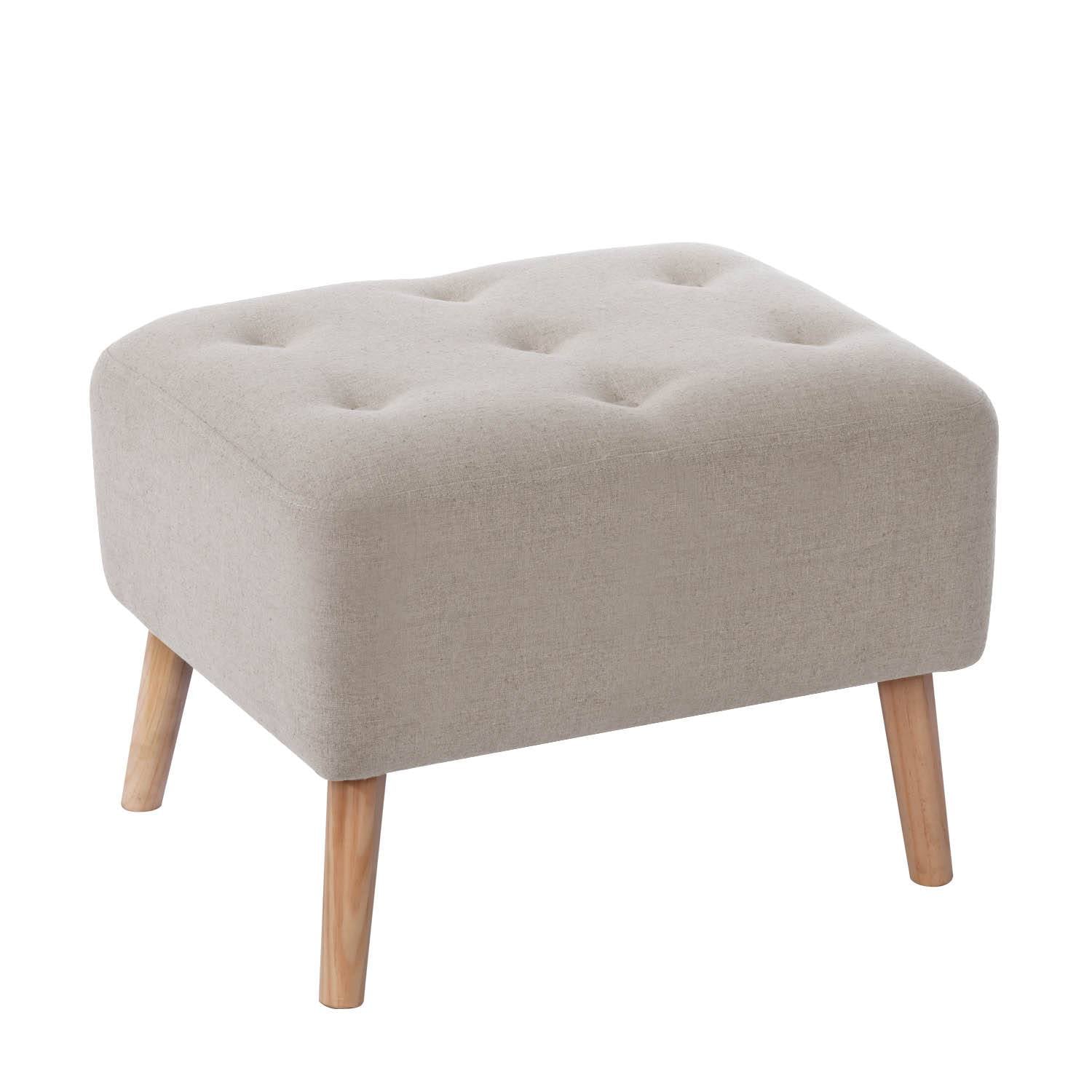 POUF LYON LINO EN COLOR BLANCO - 1