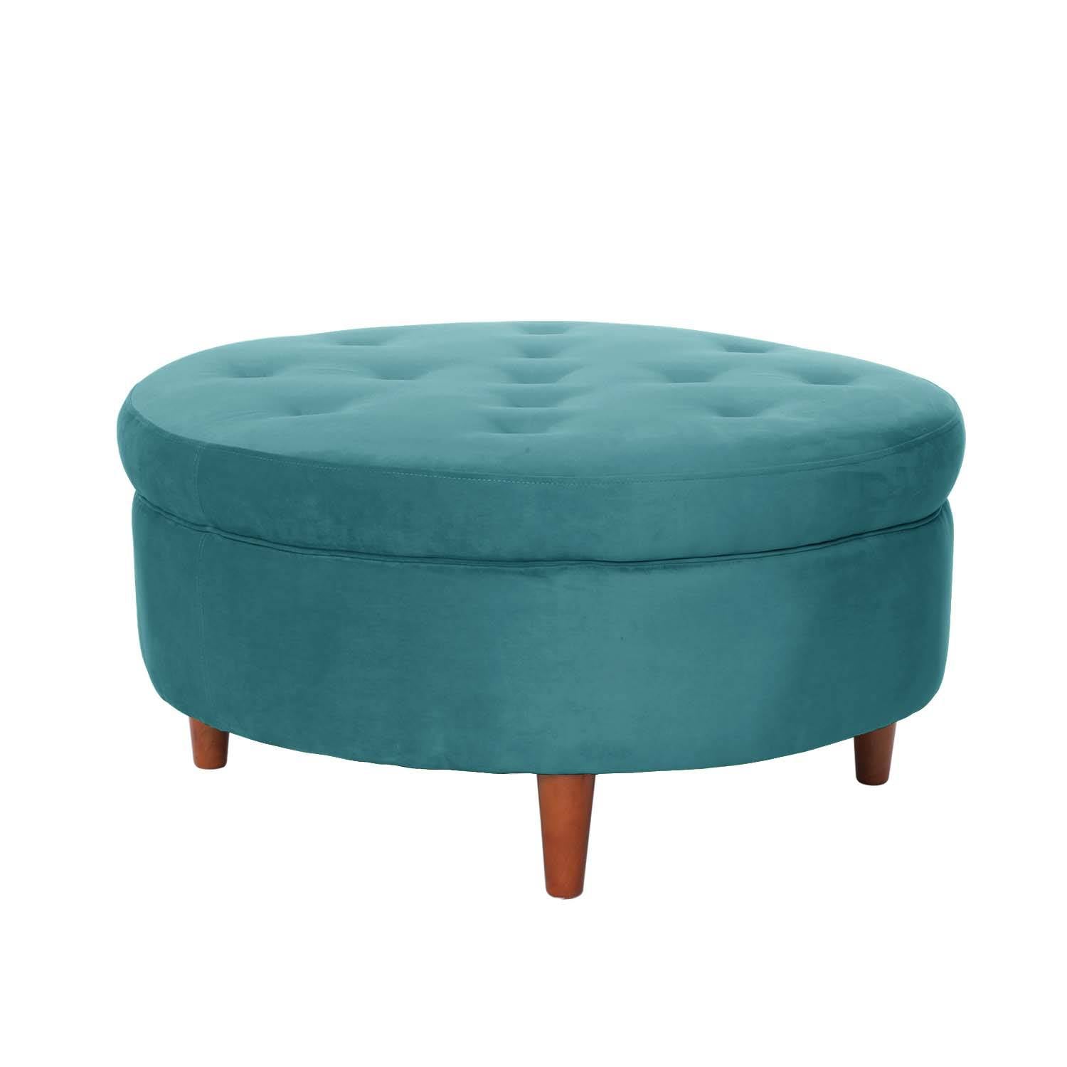 POUF LATAM HOME PARIS TURQUESA TELA VELVET - 1
