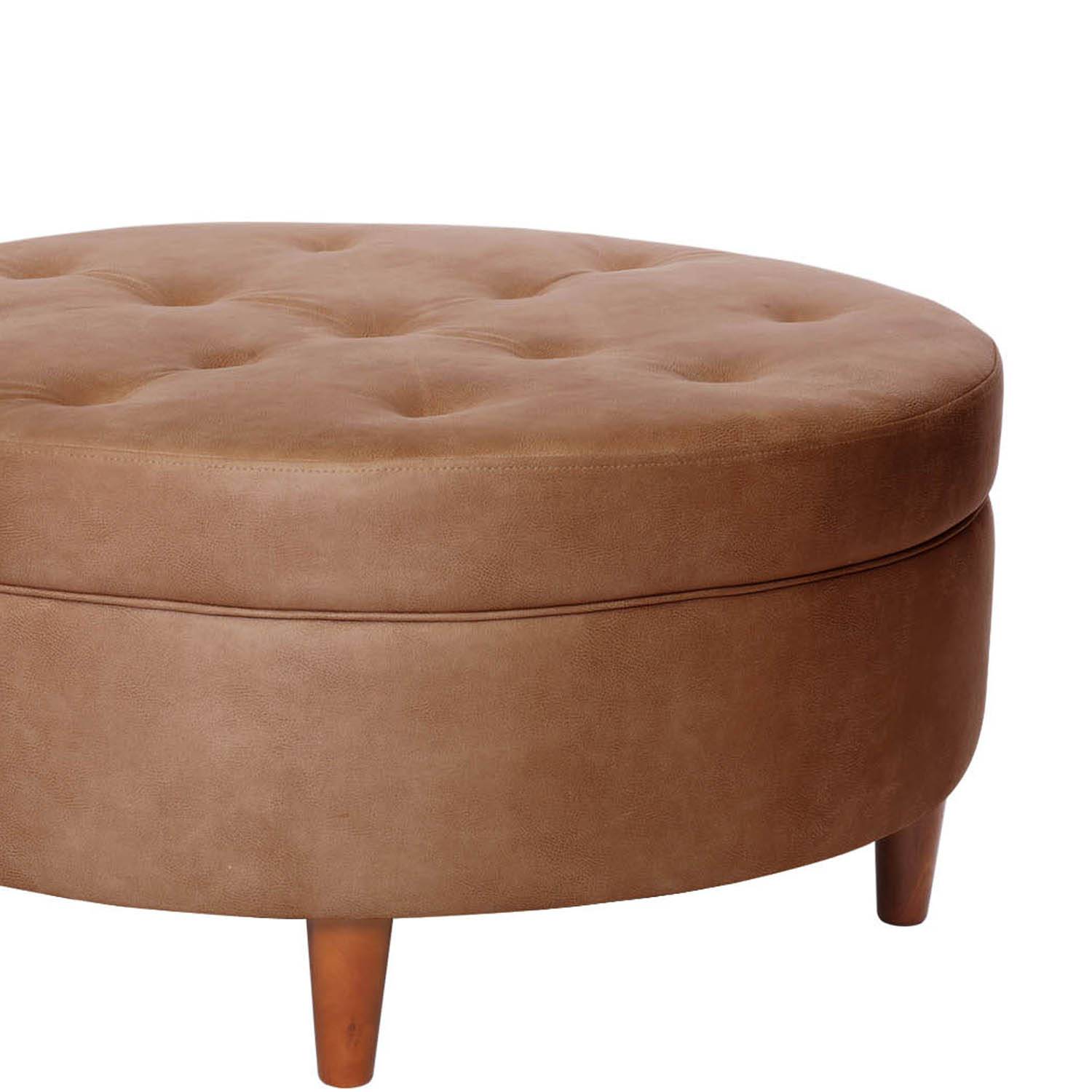 POUF LATAM HOME PARIS CUERO KENTUCKY CAFE CLARO TABACO - 2
