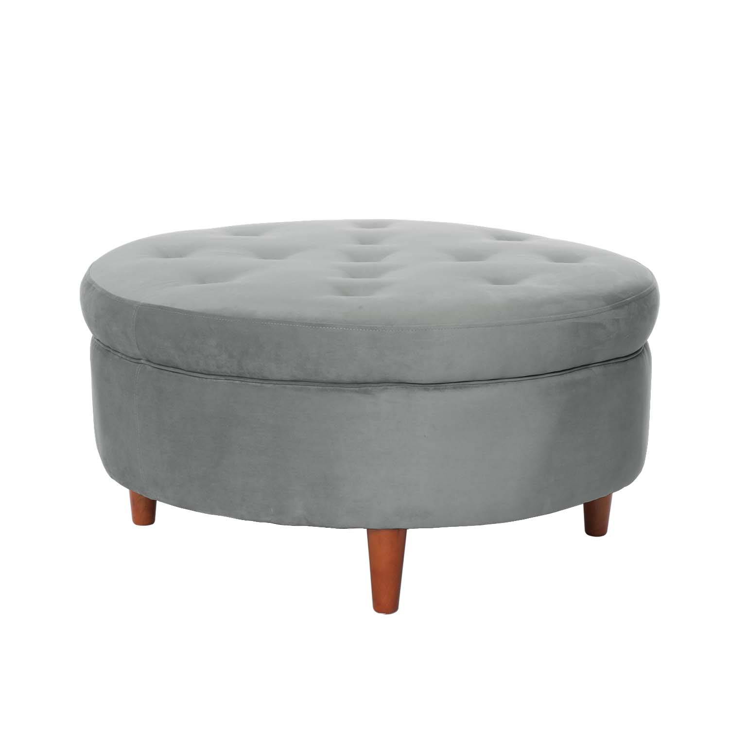 POUF LATAM HOME PARIS GRIS TELA VELVET - 1