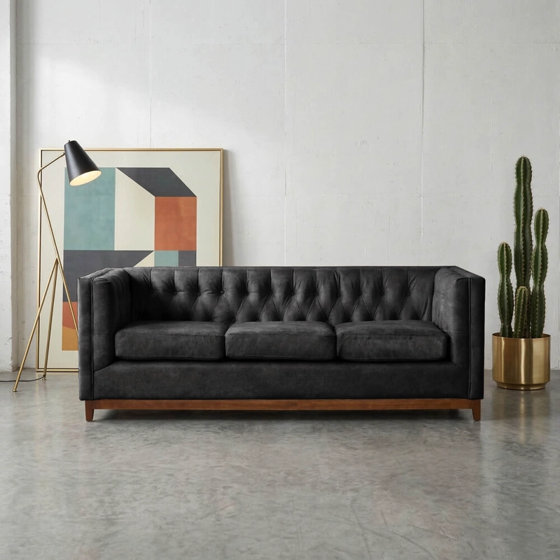 SOFÁ LATAM HOME ROMA 3 CUERPOS CUERO NEGRO COLORADO - 1