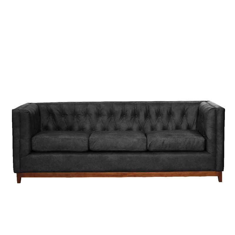 SOFÁ LATAM HOME ROMA 3 CUERPOS CUERO NEGRO COLORADO - 3