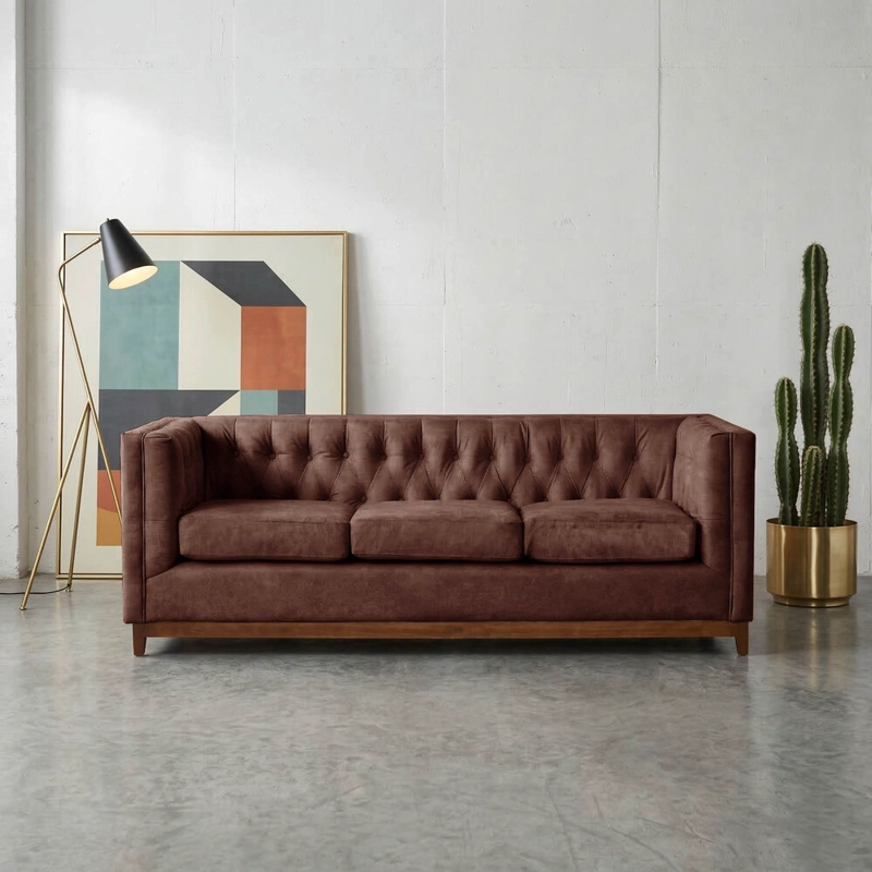 SOFÁ LATAM HOME ROMA 3 CUERPOS CUERO CAFÉ 3C COLORADO - 1